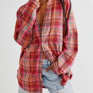 We the Free summer daydream plaid buttondown